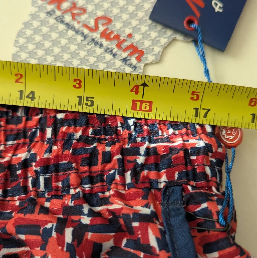 Mr.Swim Geo Chevron Red/Orange Mesh Swim Trunk Shorts Size XXL NWT